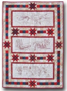 Lap Quilt Pattern Features Angels In Redwork Embroidery