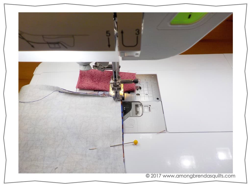 scrap of fabric placed under the back of sewing machine foot