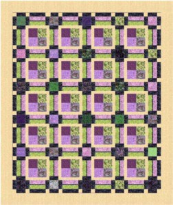 Quilt made from Piccadilly quilt pattern for beginners.