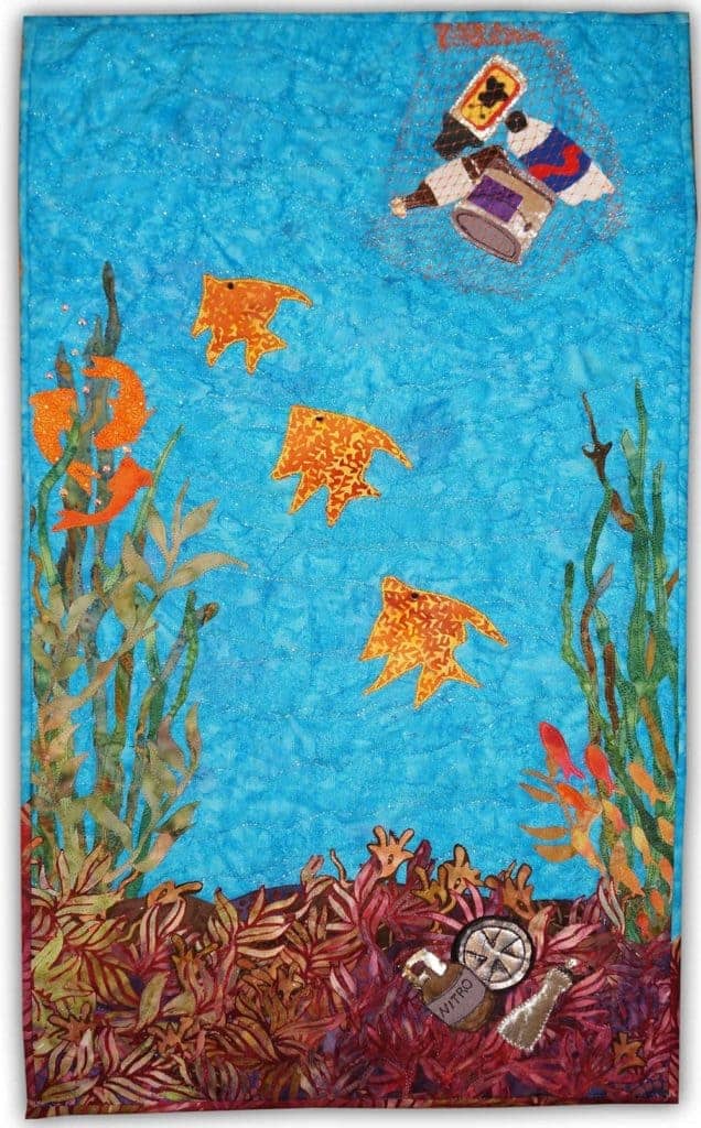Protect Our Kelp, an art quilt by Suzanne Edkins