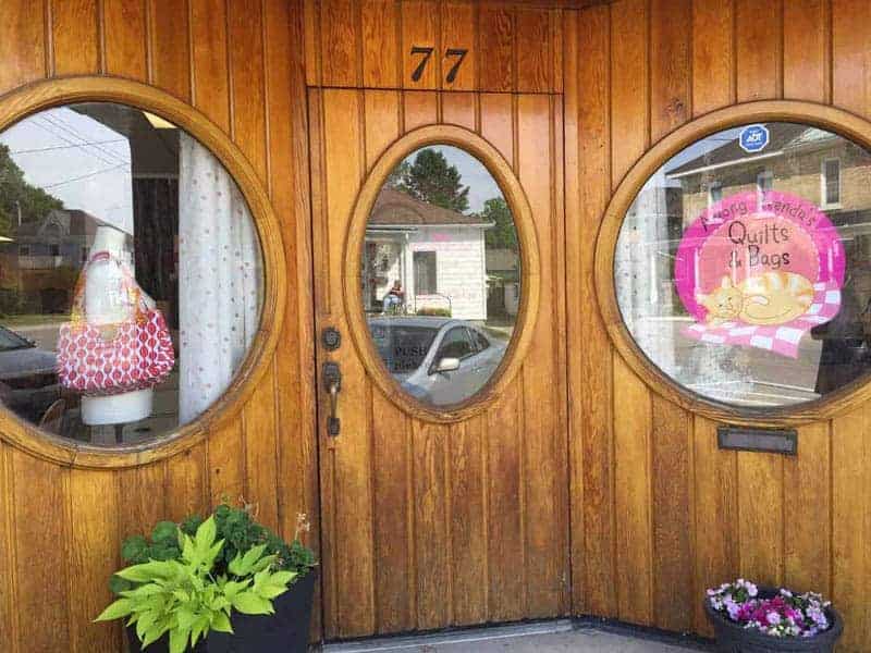Front door of ABQ Sewing Studio at 77 Thomas Street in Strathroy.