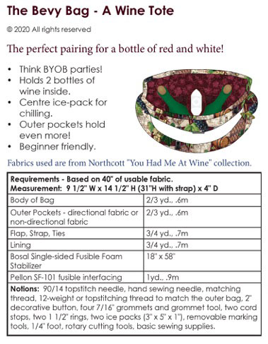 Bevy Bag wine tote pattern requirements.