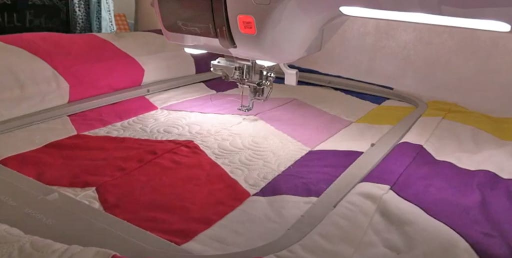 Quilt on embroidery machine