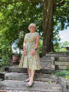 Brenda Miller wearing her Walk-A-Way dress