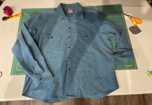 The finished shirt that I made for my brother by adapting a pattern.