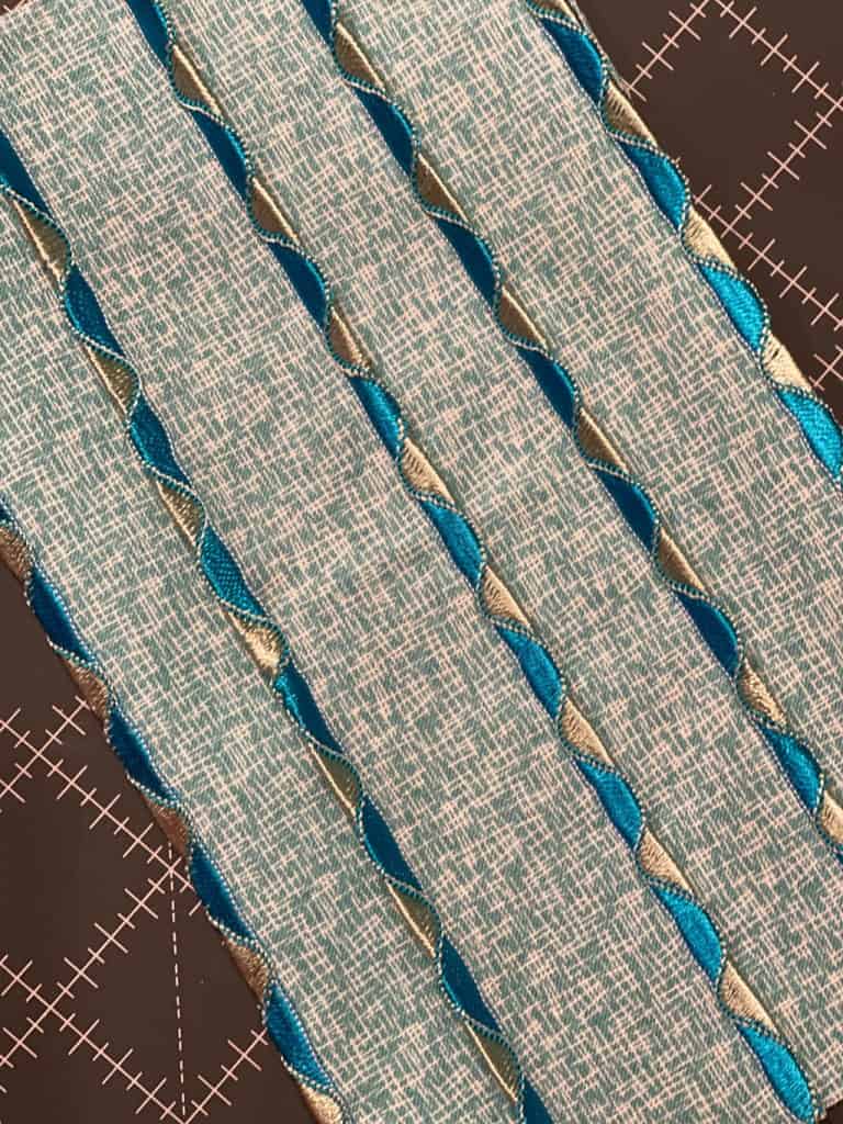 Fancy wave stitch created with a serger.