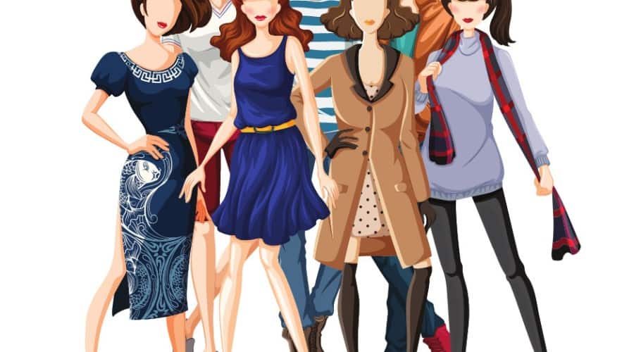 Illustration for "make your own clothes" shows a group of women as they might appear on clothing patterns.