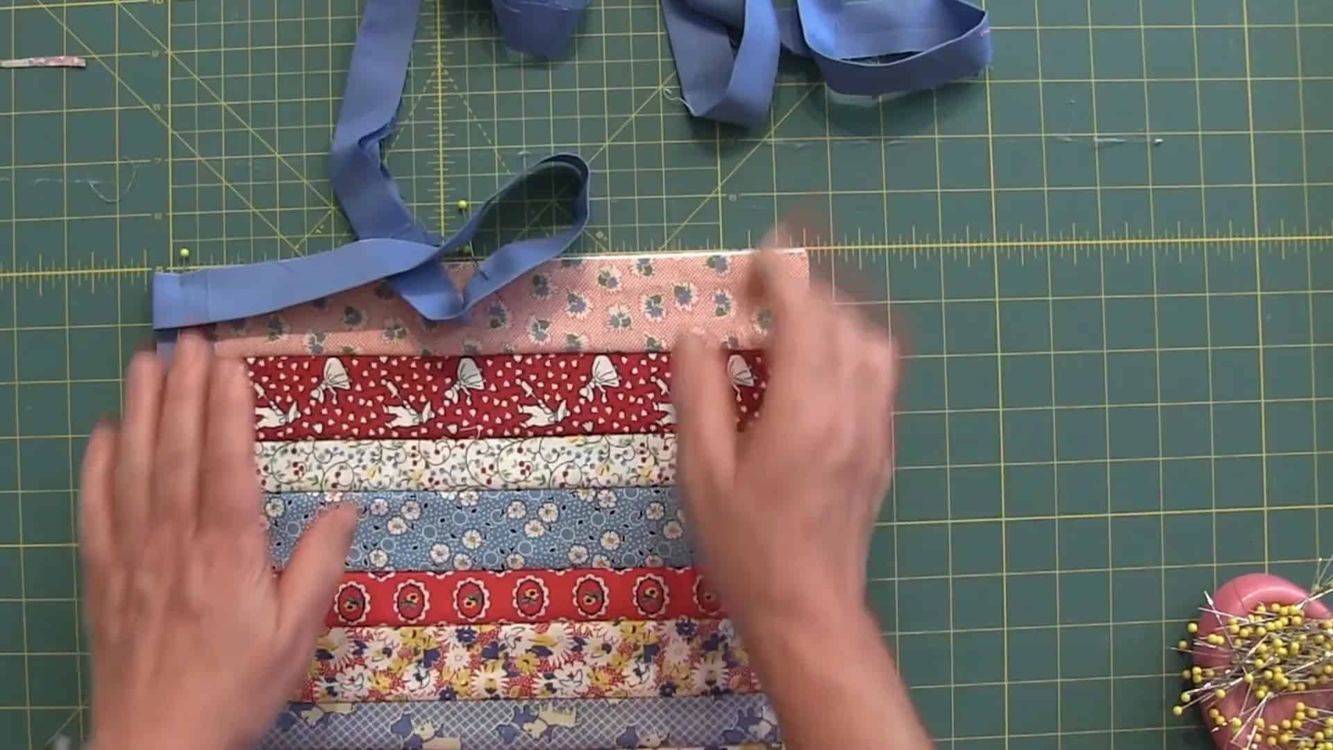 Sewing the corners of the binding