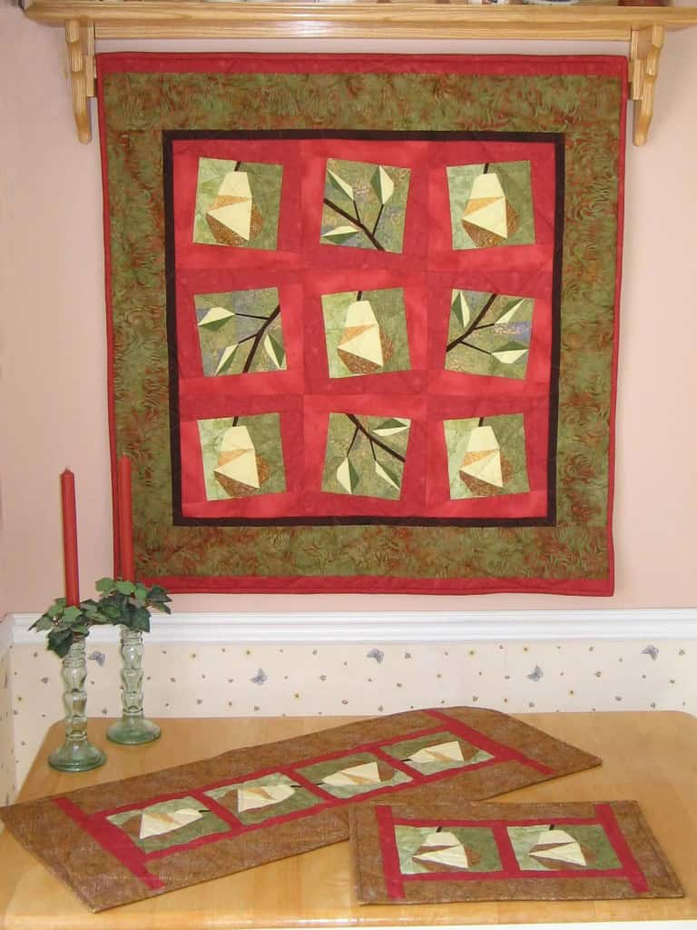 Pears Helene table set made from pattern by Brenda Miller.