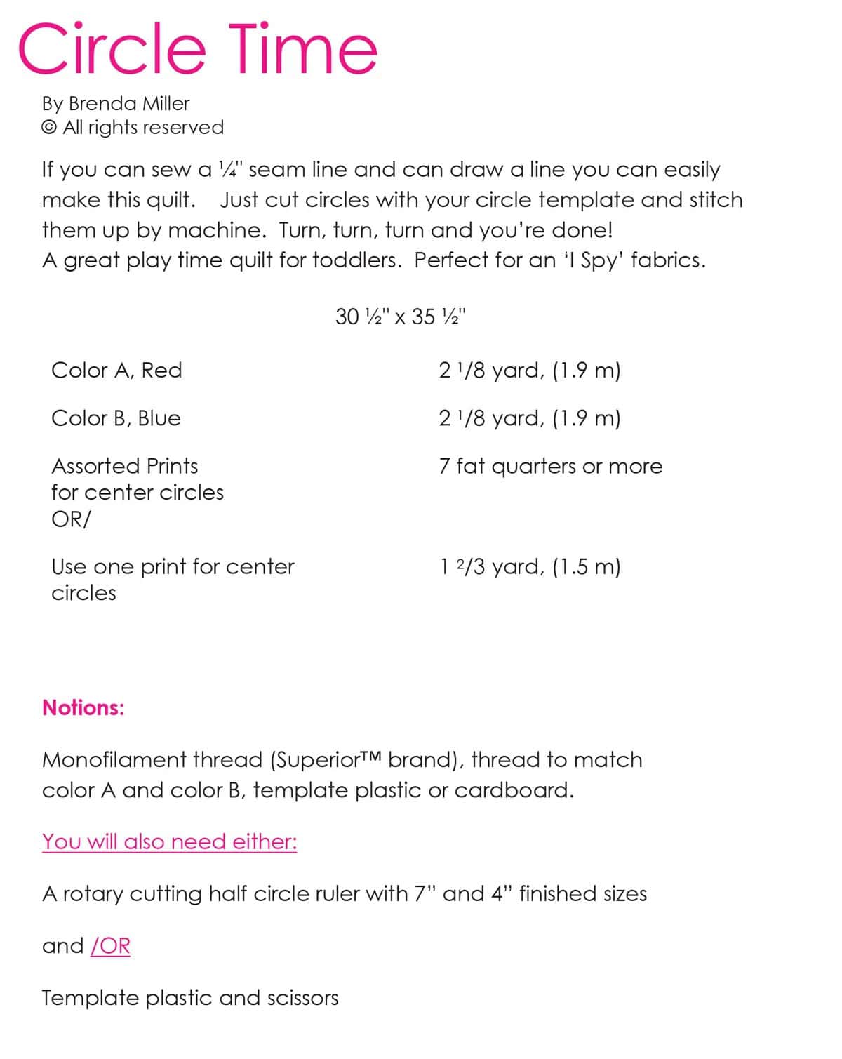 Circle Time pattern requirements.