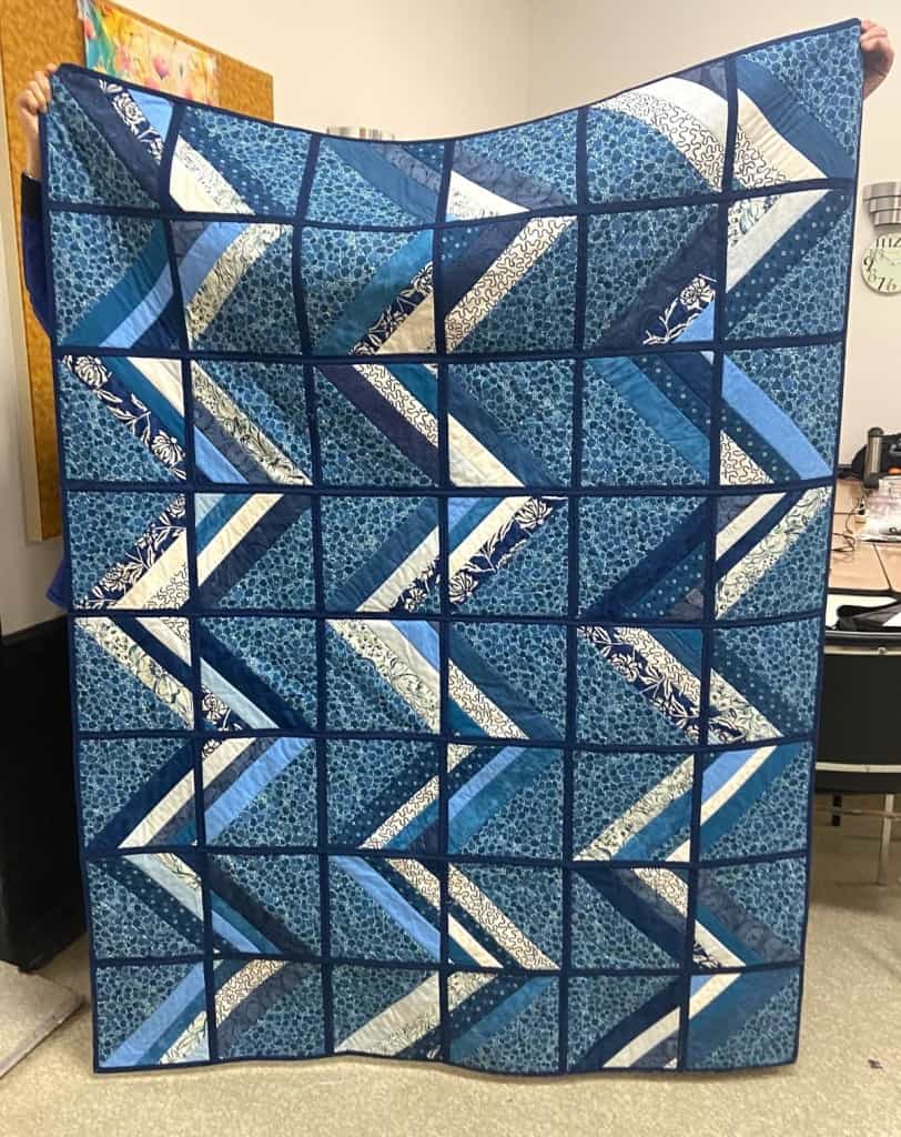 Lightning Struck Twice quilt - blue side.