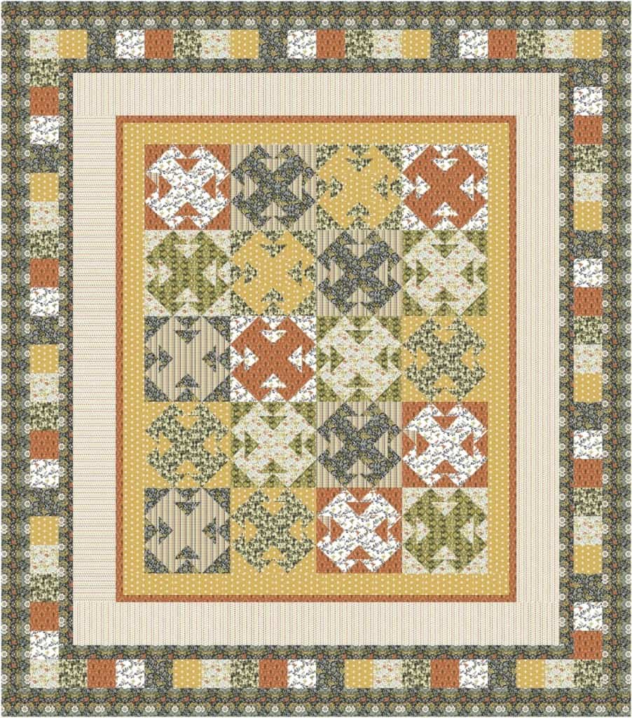 Two to Tango finished quilt, double t block design.