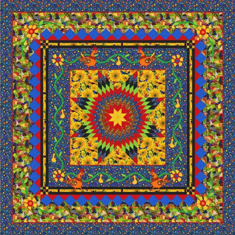 Forbidden Fruit Lone Star quilt design.