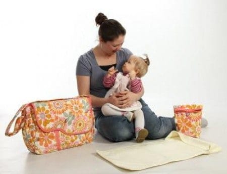 Me & My Baby diaper bag, change pad, and insulated bottle bag