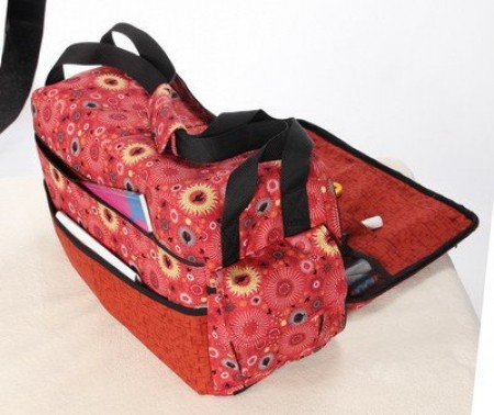 Sewing Machine Tote Red - Open