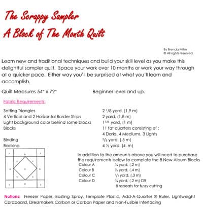 Scrappy Sampler Block of the Month Quilt Pattern