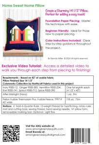 Pattern back cover for the Home Sweet Home Pillow.